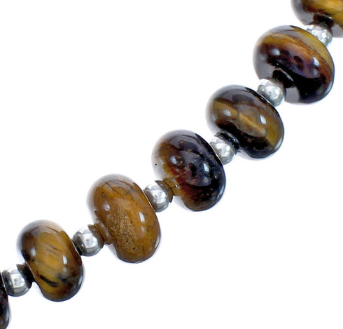 Tiger Eye Authentic Sterling Silver Southwestern Bead Necklace BX120756